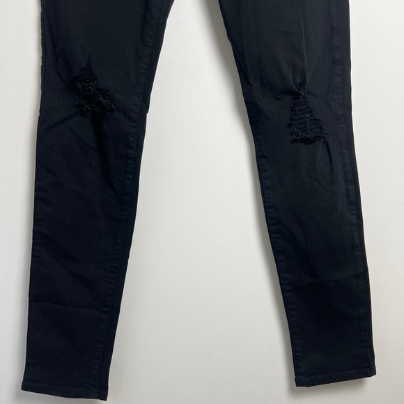 American Eagle Women's Super Stretch X Black Distressed Knee Jegging Jeans - Picture 3 of 9
